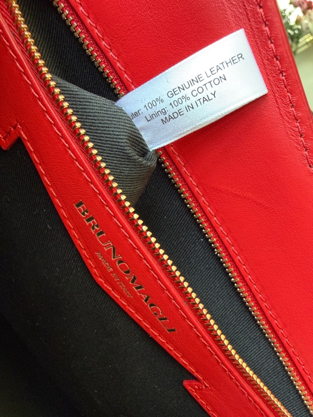 Bruno Magli Vibrant Red Leather Shoulder Bag with Gold Hardware - Picture 10 of 16